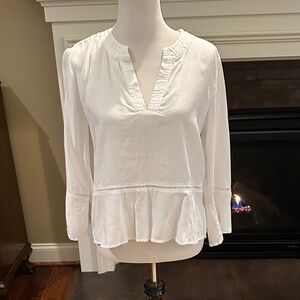 Bella Dahl White V-Neck popover cotton top